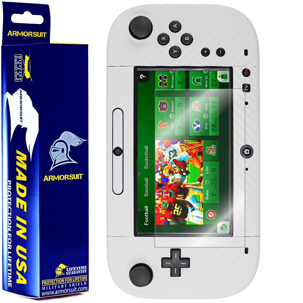 Nintendo Wii U GamePad Screen Protector + White Carbon Fiber Film Protector