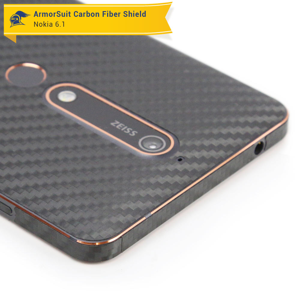 Nokia 6.1 Screen Protector + Black Carbon Fiber