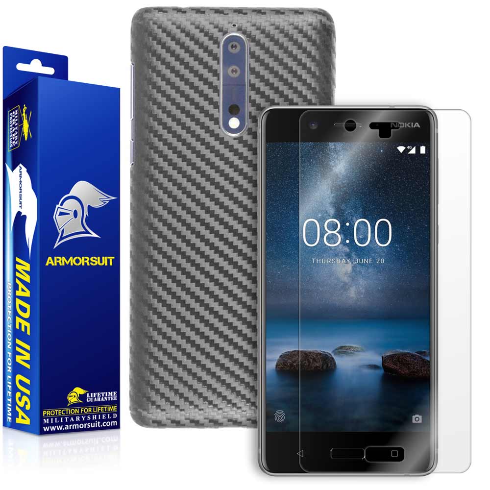Nokia 8 Screen Protector + Black Carbon Fiber