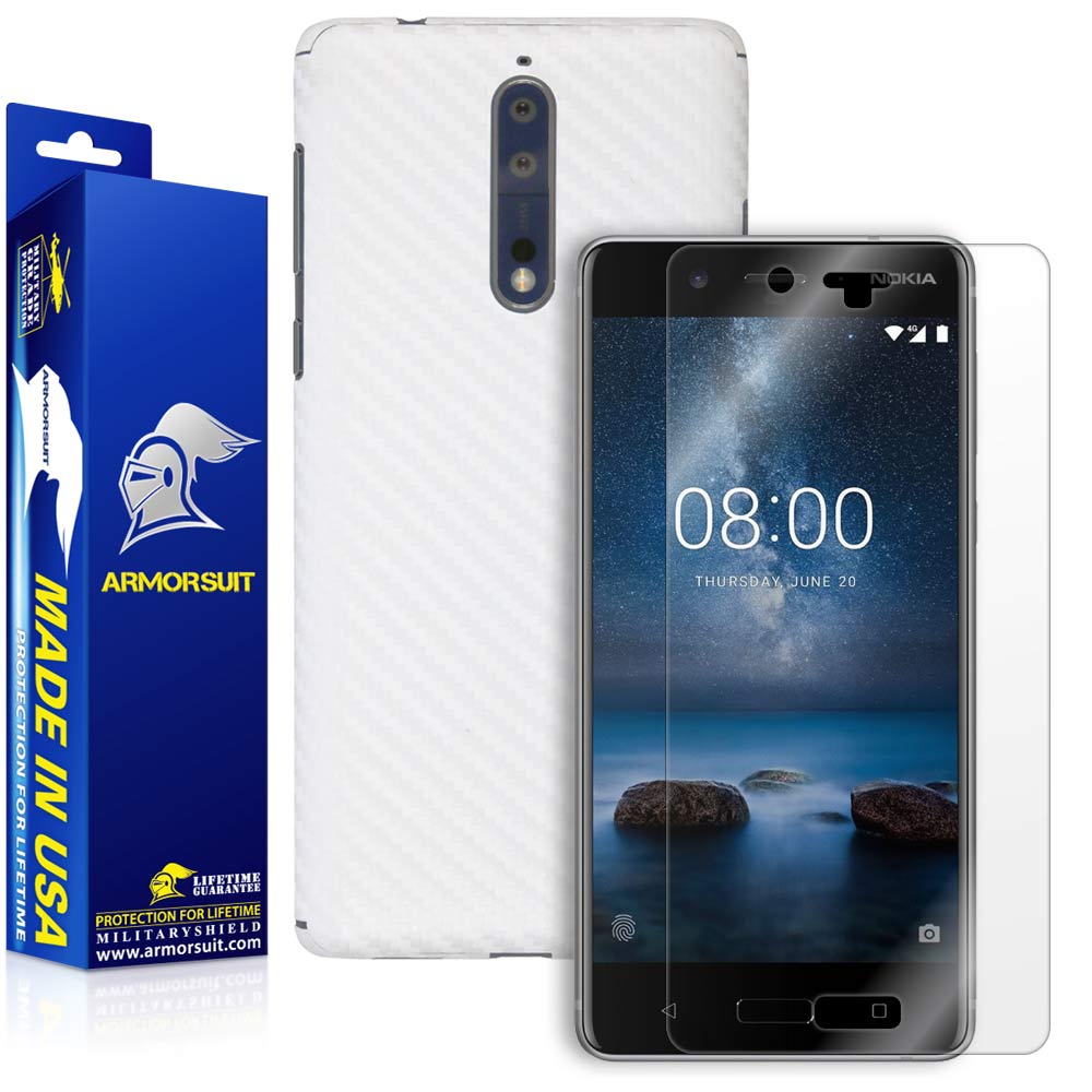 Nokia 8 Screen Protector + White Carbon Fiber