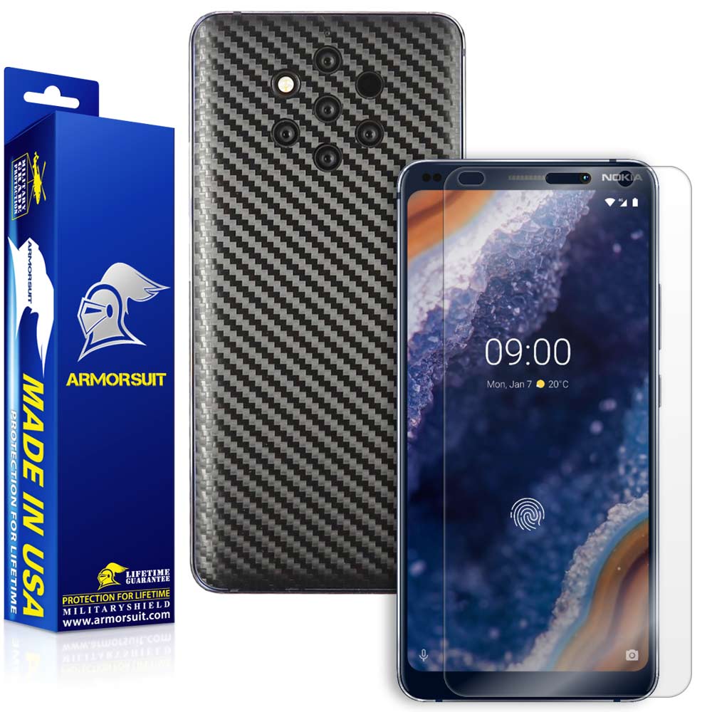 Nokia 9 Pureview Screen Protector + Black Carbon Fiber