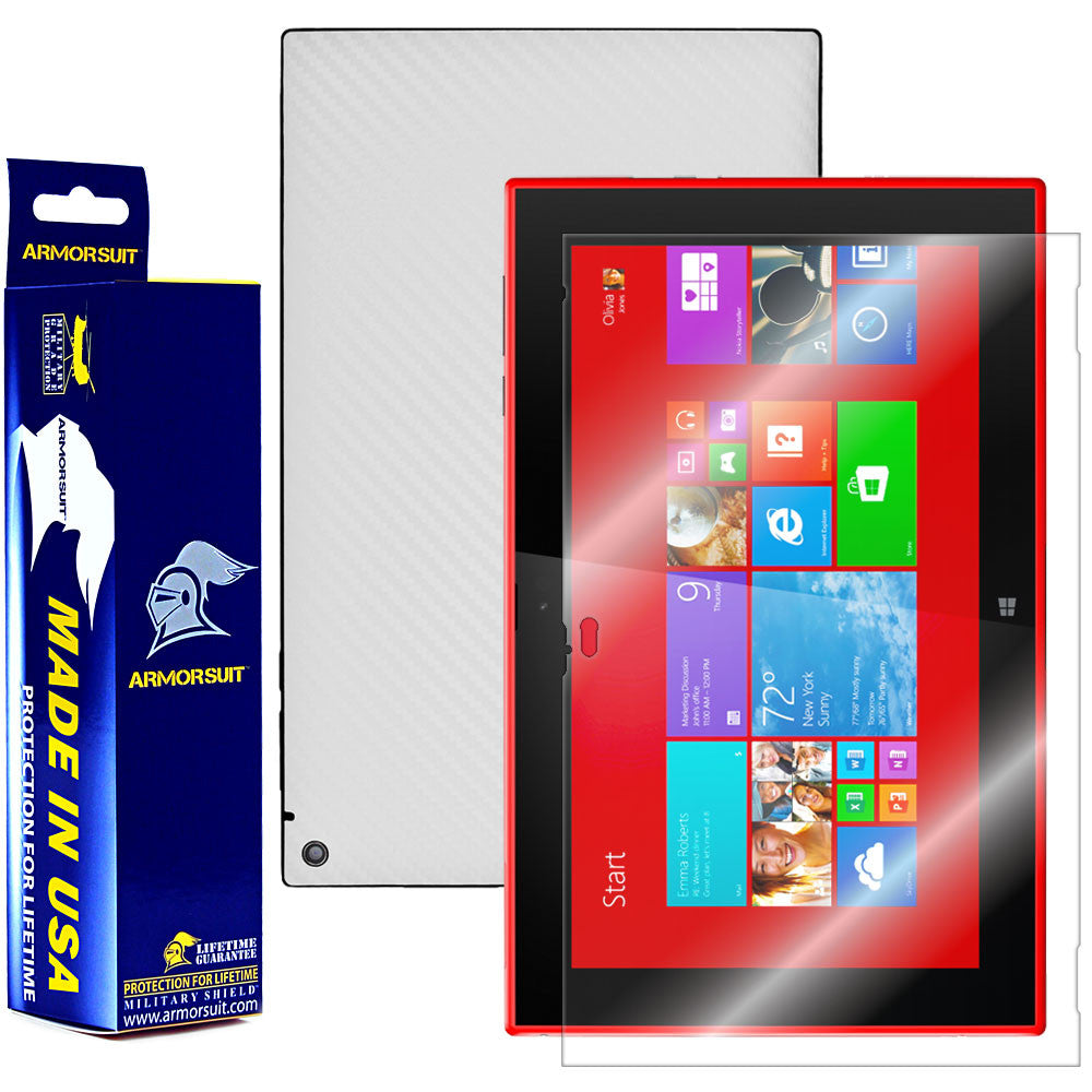 Nokia Lumia 2520 Tablet Screen Protector + White Carbon Fiber Film Protector