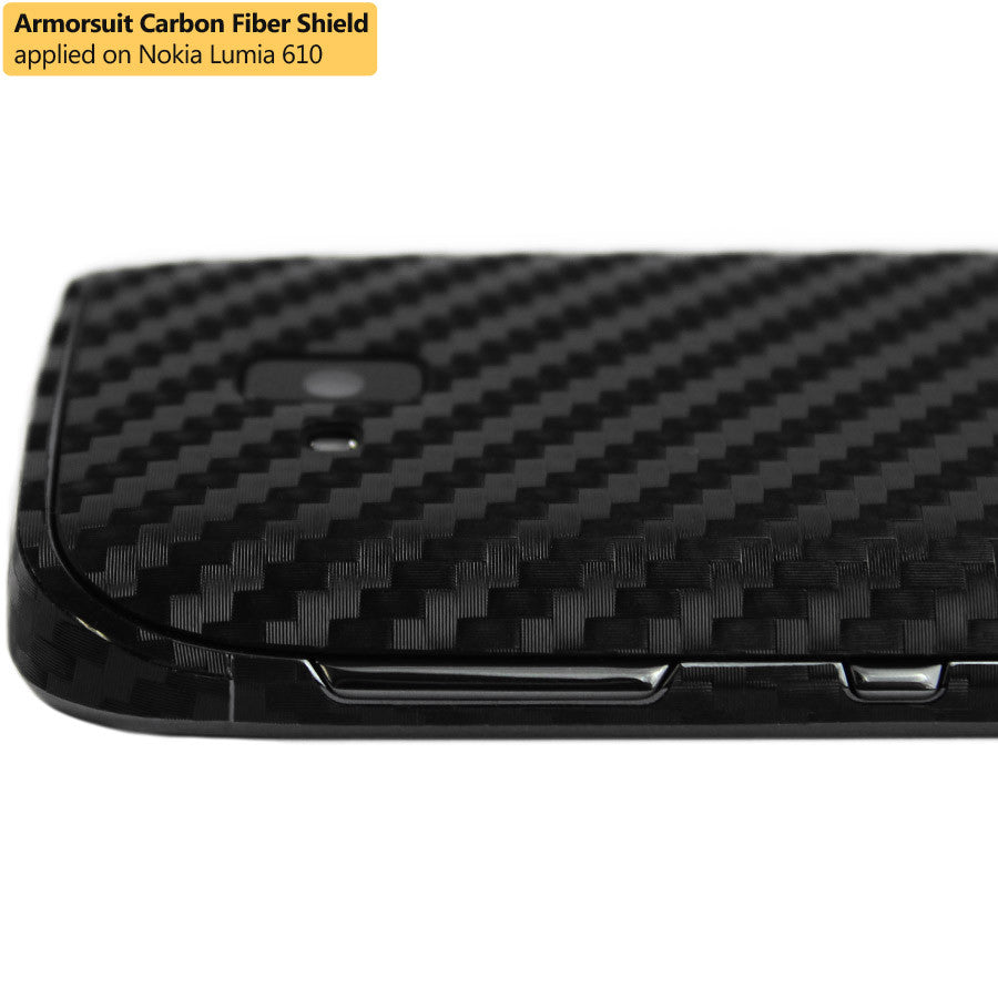 Nokia Lumia 610 Screen Protector & Black Carbon Fiber Skin Protector