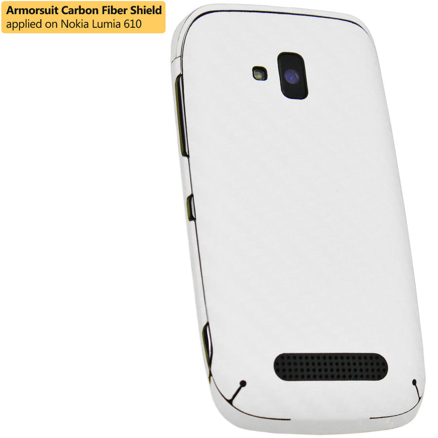 Nokia Lumia 610 Screen Protector & White Carbon Fiber Skin Protector
