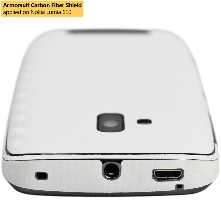 Nokia Lumia 610 Screen Protector & White Carbon Fiber Skin Protector