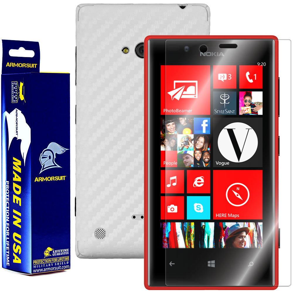 Nokia Lumia 720 Screen Protector + White Carbon Fiber Film Protector