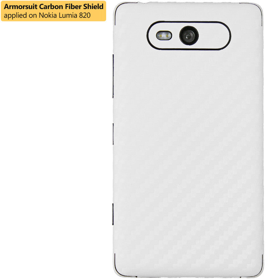 Nokia Lumia 820 Screen Protector + White Carbon Fiber Skin Protector
