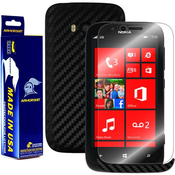 Nokia Lumia 822 Screen Protector + Black Carbon Fiber Film Protector