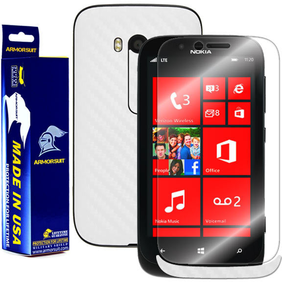 Nokia Lumia 822 Screen Protector + White Carbon Fiber Film Protector