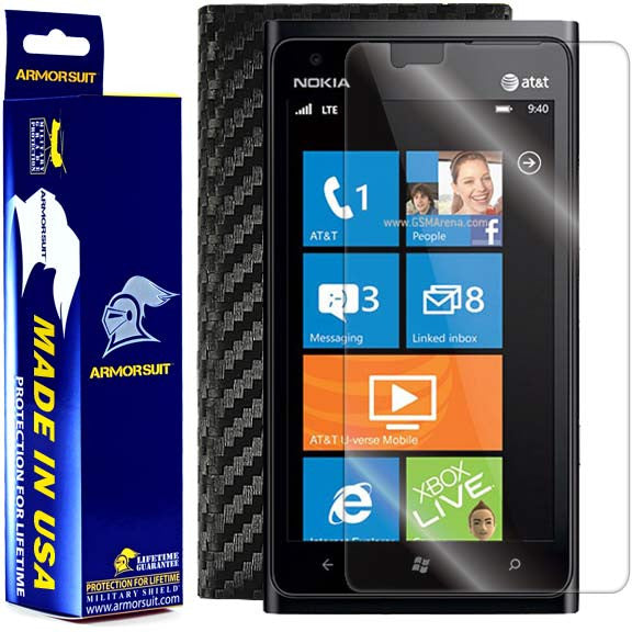 Nokia Lumia 900 Screen Protector + Black Carbon Fiber Film Protector