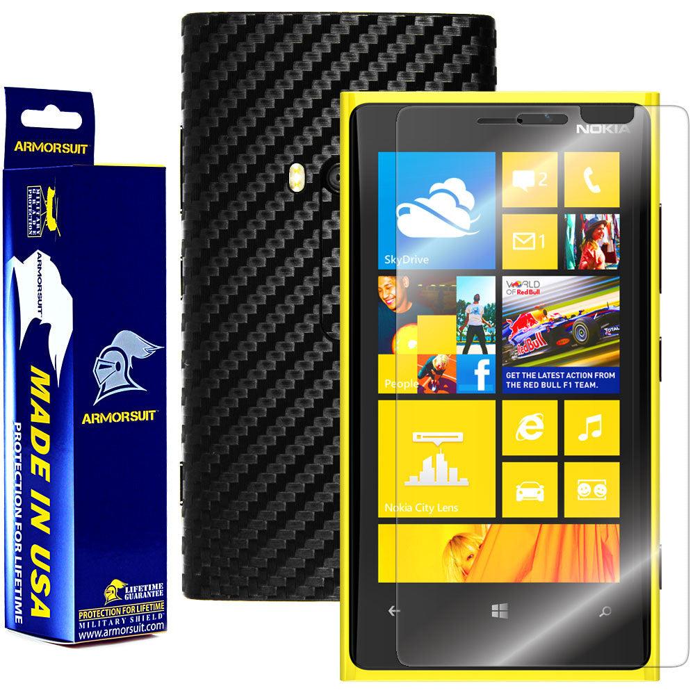 Nokia Lumia 920 Screen Protector + Black Carbon Fiber Film Protector