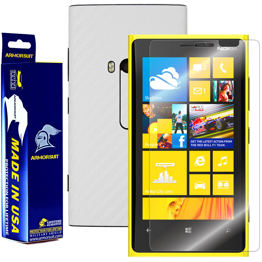 Nokia Lumia 920 Screen Protector + White Carbon Fiber Film Protector