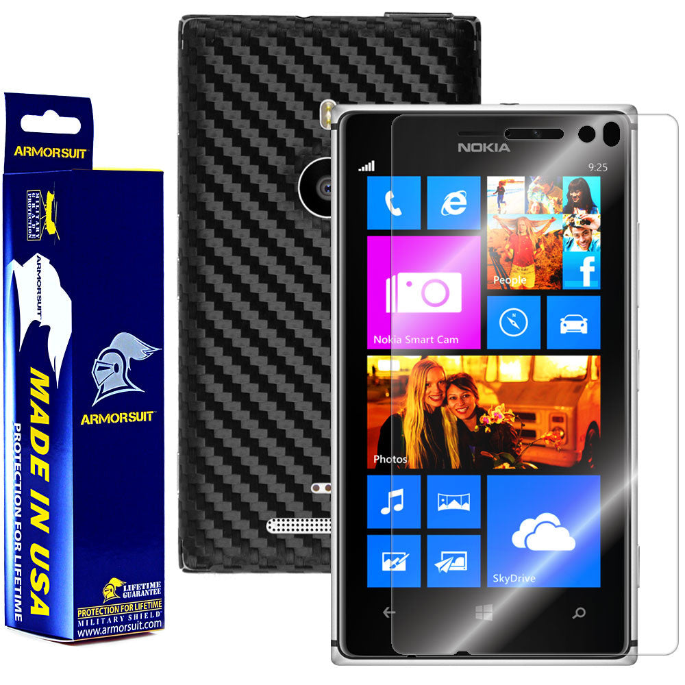 Nokia Lumia 925 Screen Protector + Black Carbon Fiber Film Protector