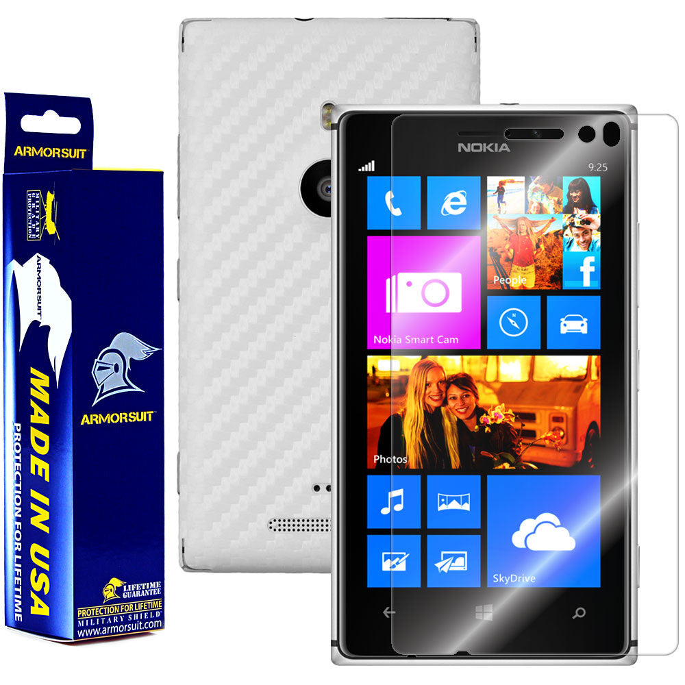 Nokia Lumia 925 Screen Protector + White Carbon Fiber Film Protector