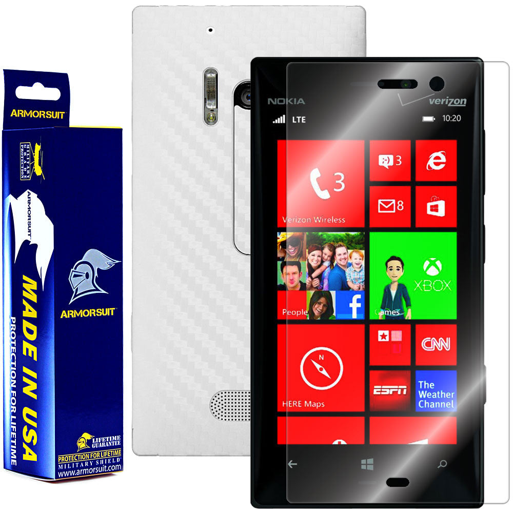 Nokia Lumia 928 Screen Protector + White Carbon Fiber Film Protector