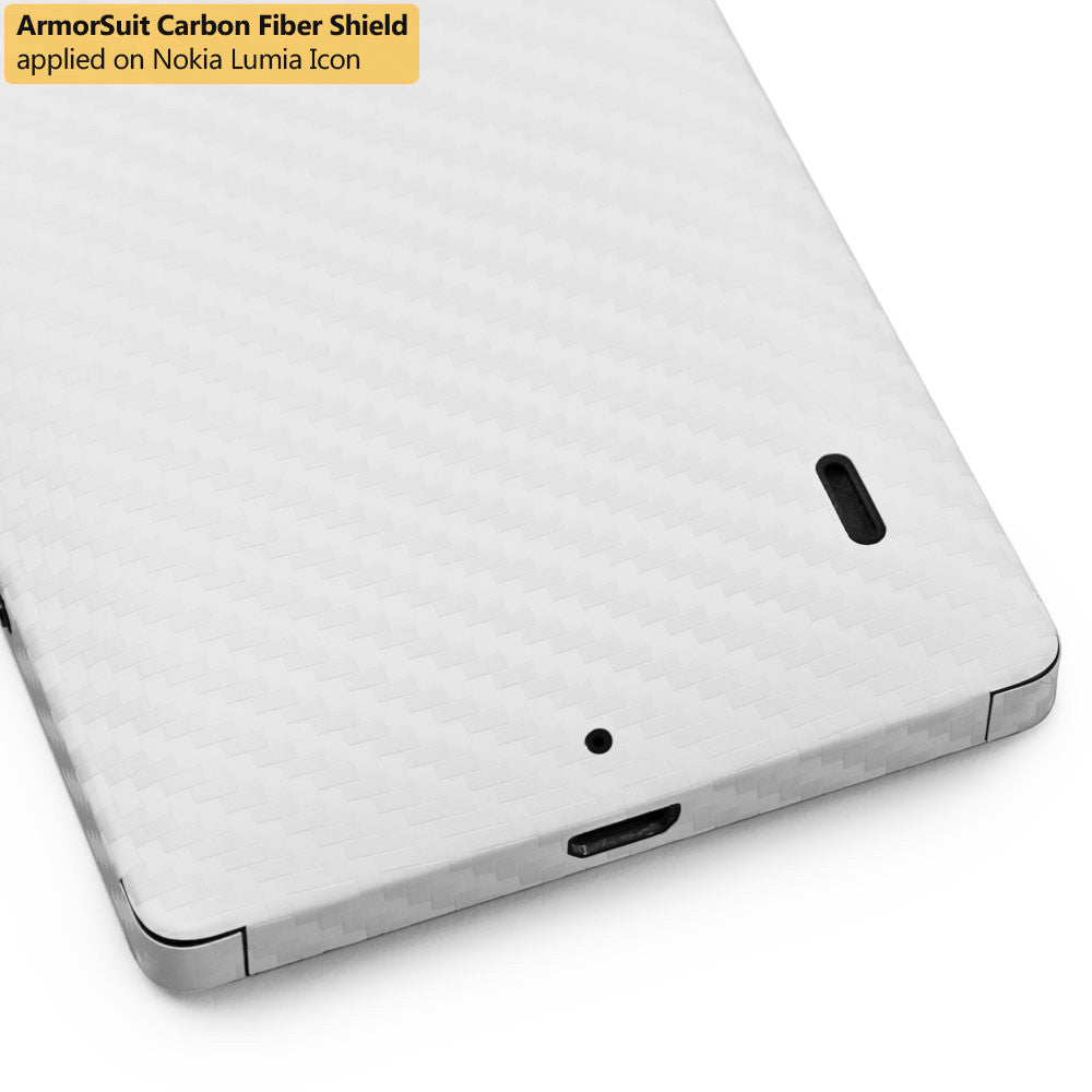 Nokia Lumia Icon Screen Protector + White Carbon Fiber Film Protector