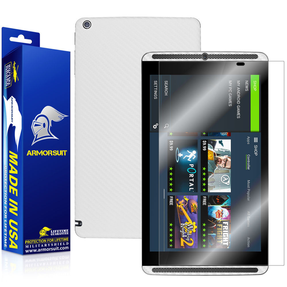 NVIDIA SHIELD Screen Protector + White Carbon Fiber Skin