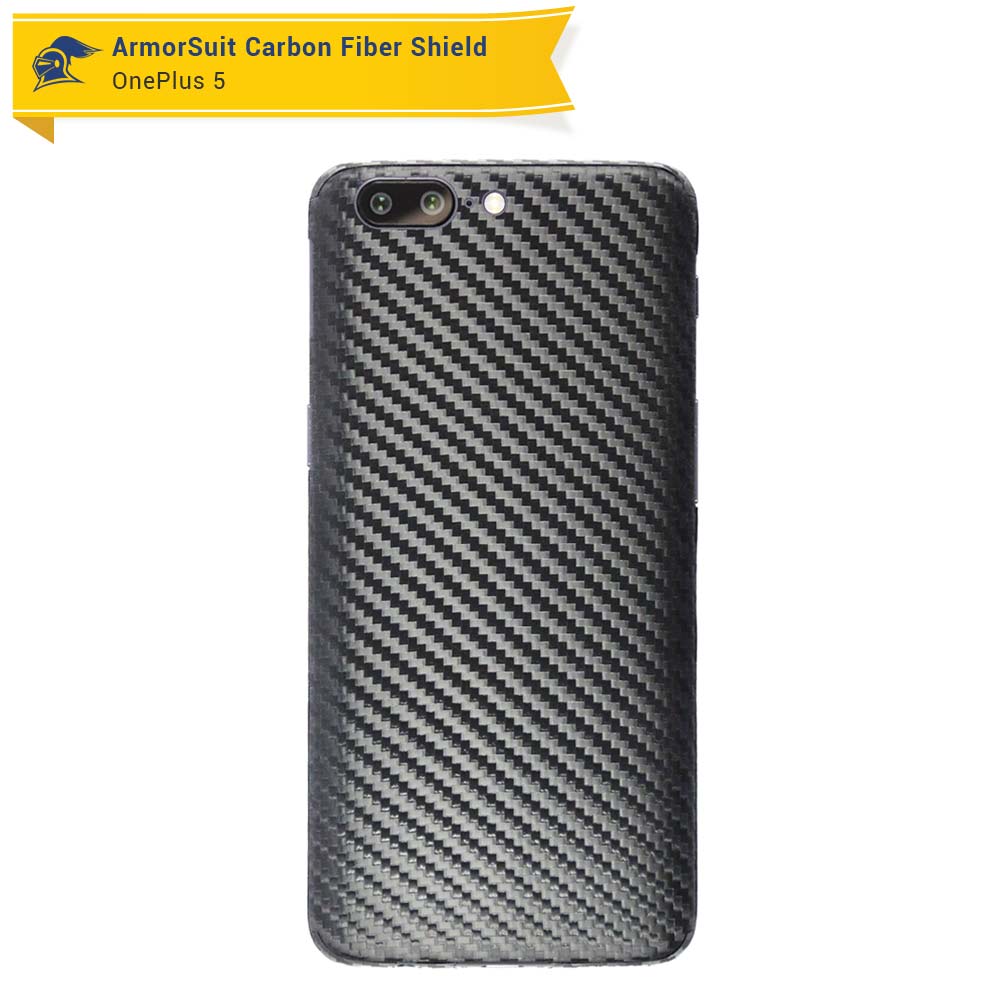 OnePlus 5 Screen Protector + Black Carbon Fiber Skin