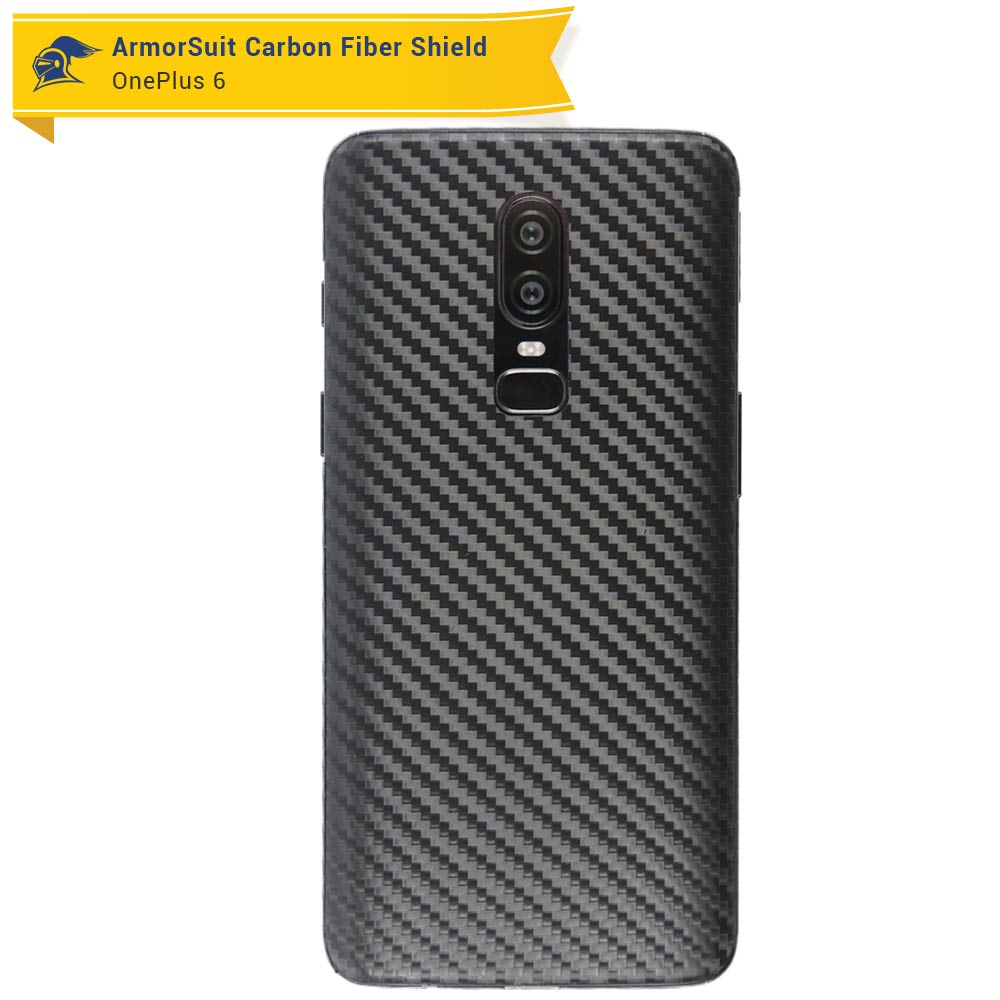 OnePlus 6 Screen Protector + Black Carbon Fiber Skin