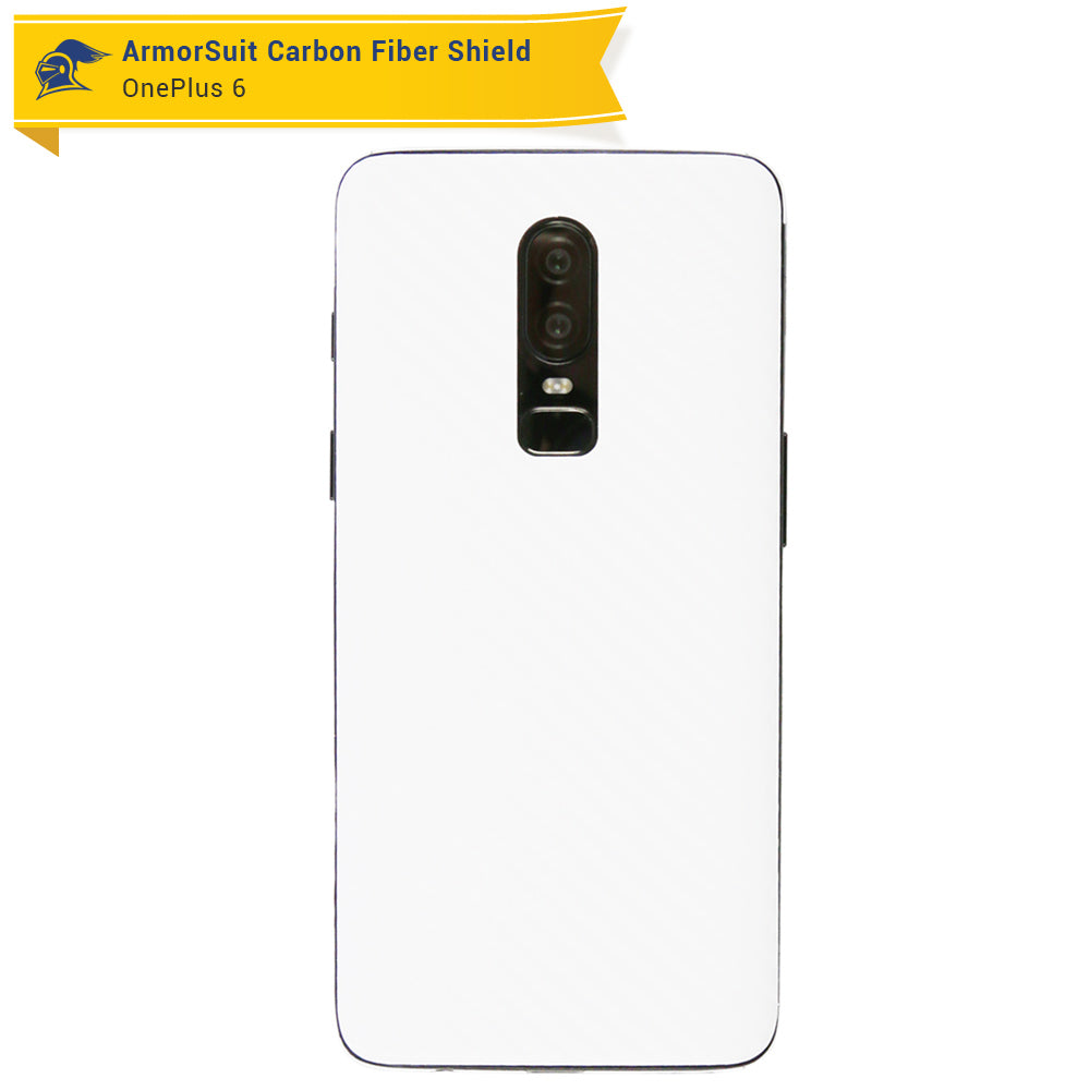 OnePlus 6 Screen Protector + White Carbon Fiber Skin