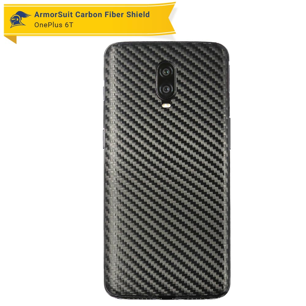 OnePlus 6T Screen Protector + Black Carbon Fiber Skin