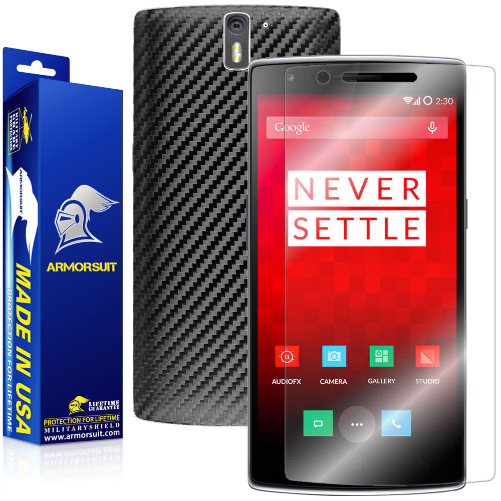 OnePlus One Screen Protector + Black Carbon Fiber Film Protector