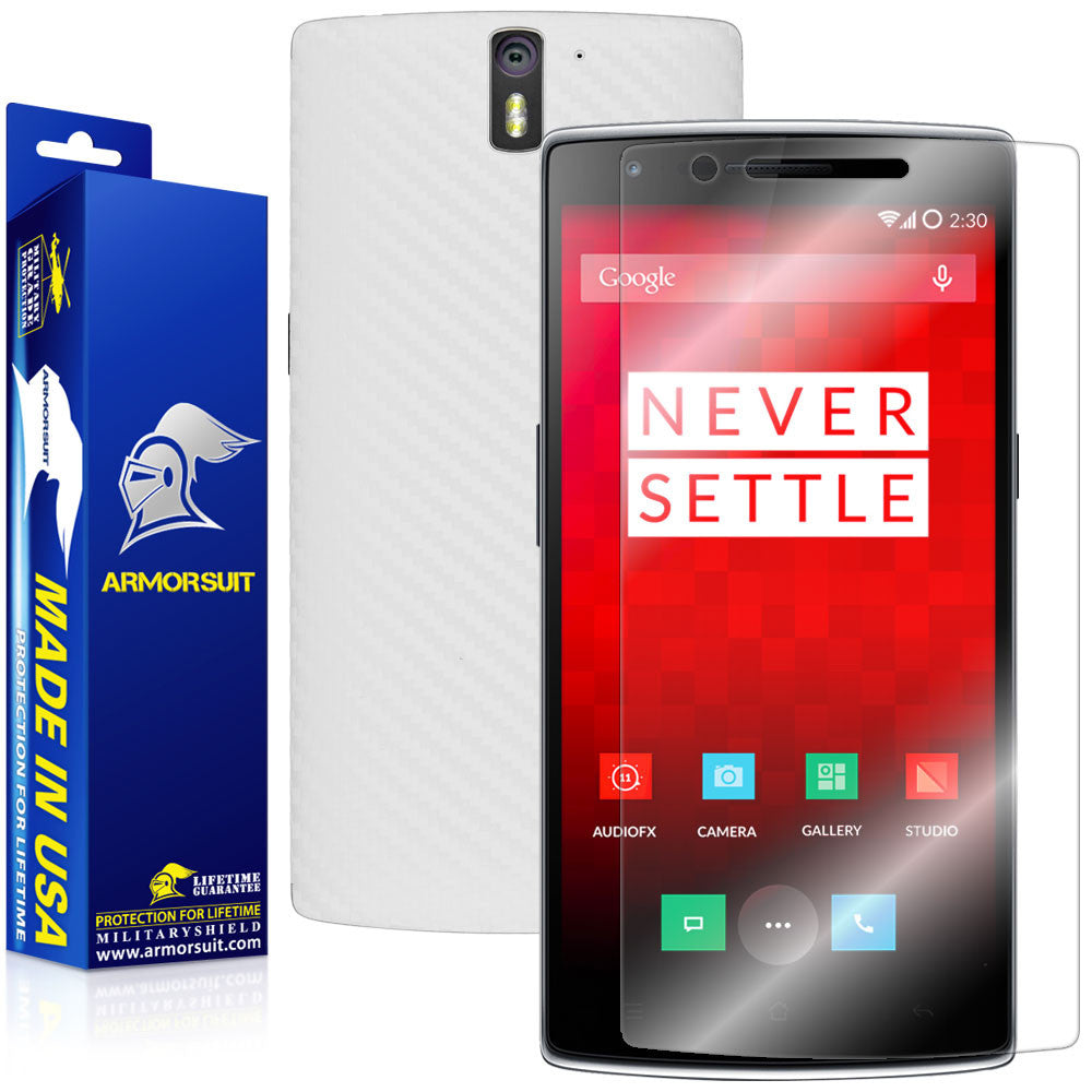 OnePlus One Screen Protector + White Carbon Fiber Film Protector