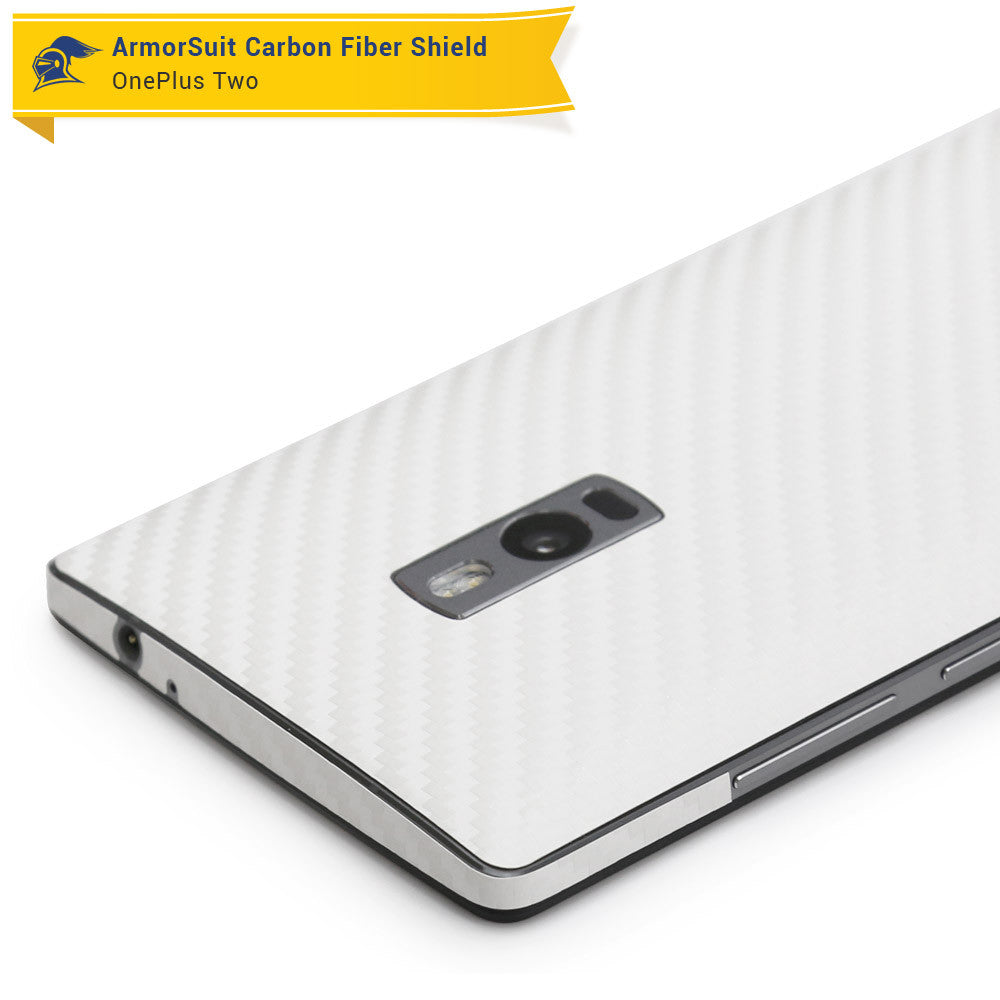 OnePlus 2 Screen Protector + White Carbon Fiber Skin