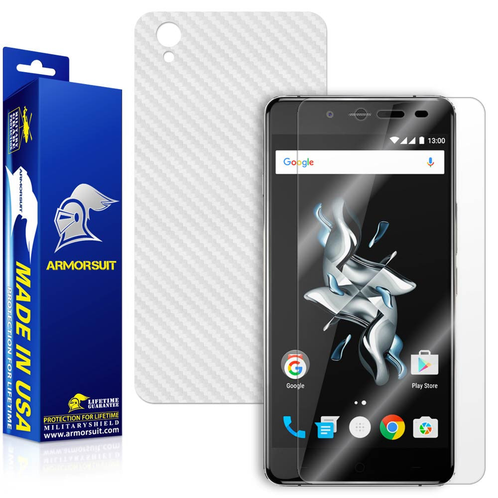 OnePlus X Screen Protector + White Carbon Fiber Film Protector