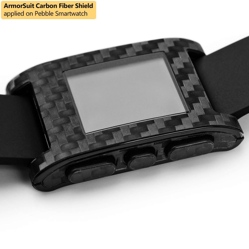 Pebble Smartwatch Screen Protector + Black Carbon Fiber Film Protector