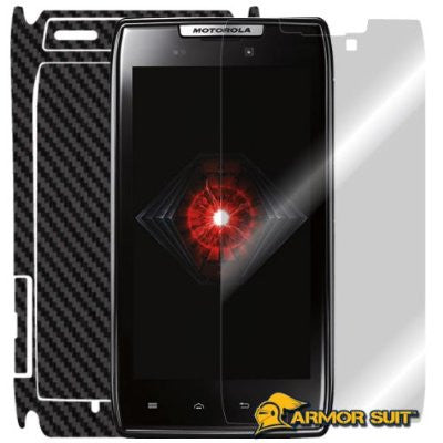 Motorola Droid Razr Screen Protector + Black Carbon Fiber Skin Protector