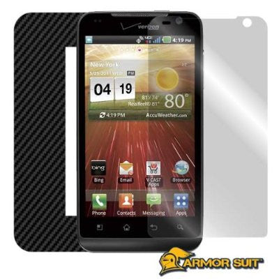 LG Revolution Screen Protector + Black Carbon Fiber Skin Protector