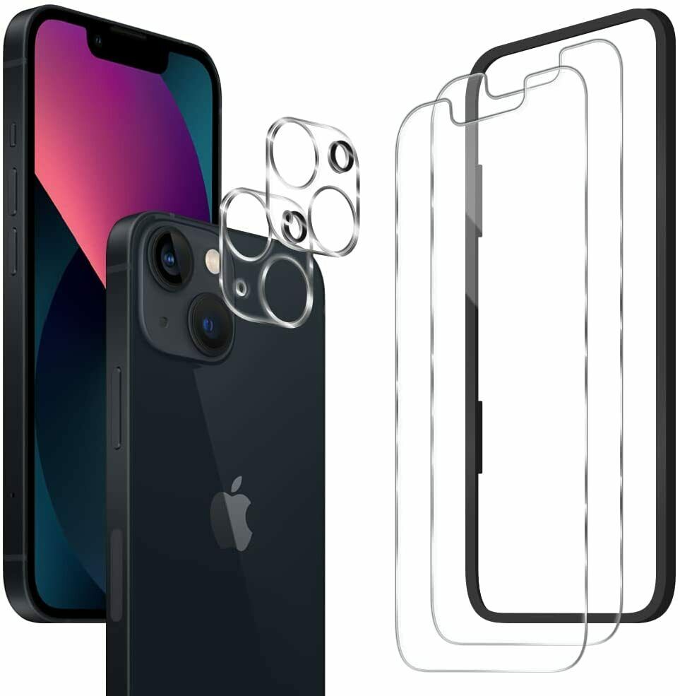 ArmorSuit 2 Pack Glass Screen Protector for iPhone 13 Mini + Camera Lenses