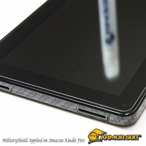 Kindle Fire Screen Protector + Black Carbon Fiber Skin Protector