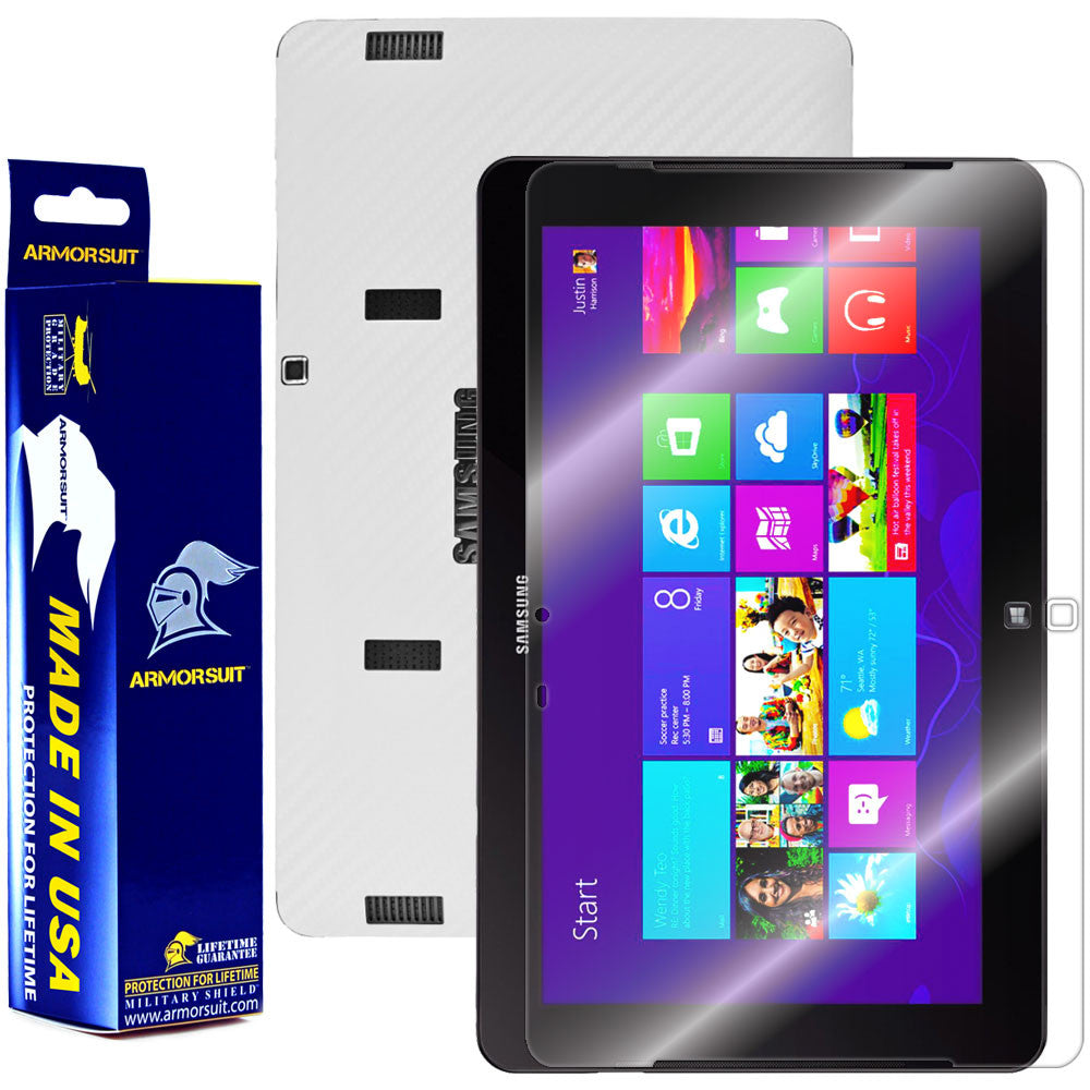 Samsung ATIV Smart PC Pro 700T Screen Protector + White Carbon Fiber Film Protector