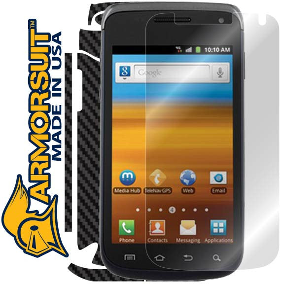 Samsung Exhibit II 4G Screen Protector + Black Carbon Fiber Skin Protector