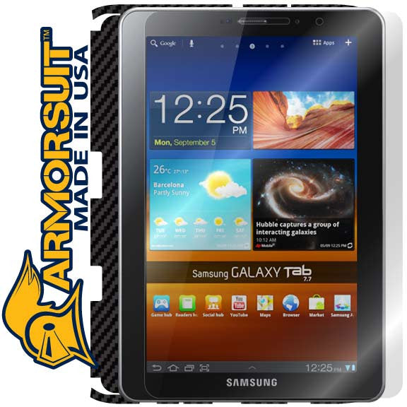 Samsung Galaxy Tab 7.7 Screen Protector + Black Carbon Fiber Skin Protector