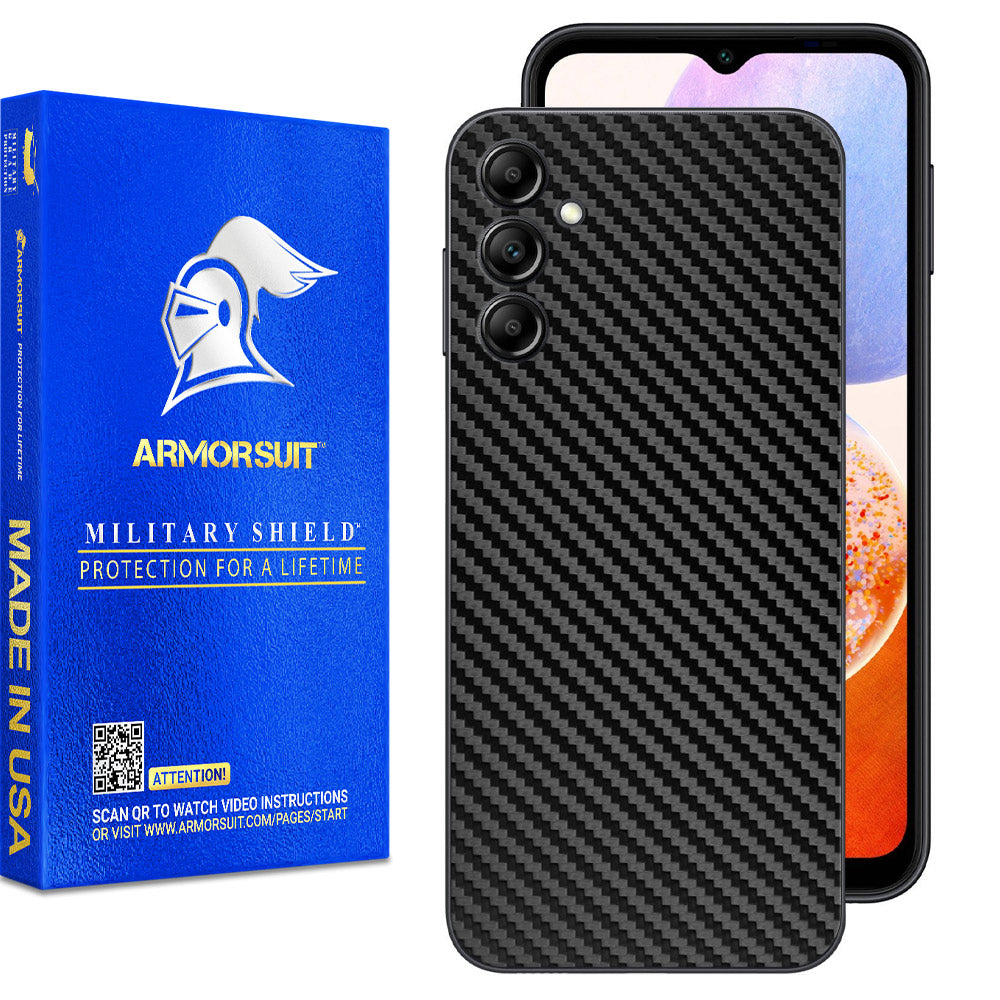 [2 Pack] Armorsuit MilitaryShield Carbon Fiber Skin Wrap Film Designed for Samsung Galaxy A14 (2023)