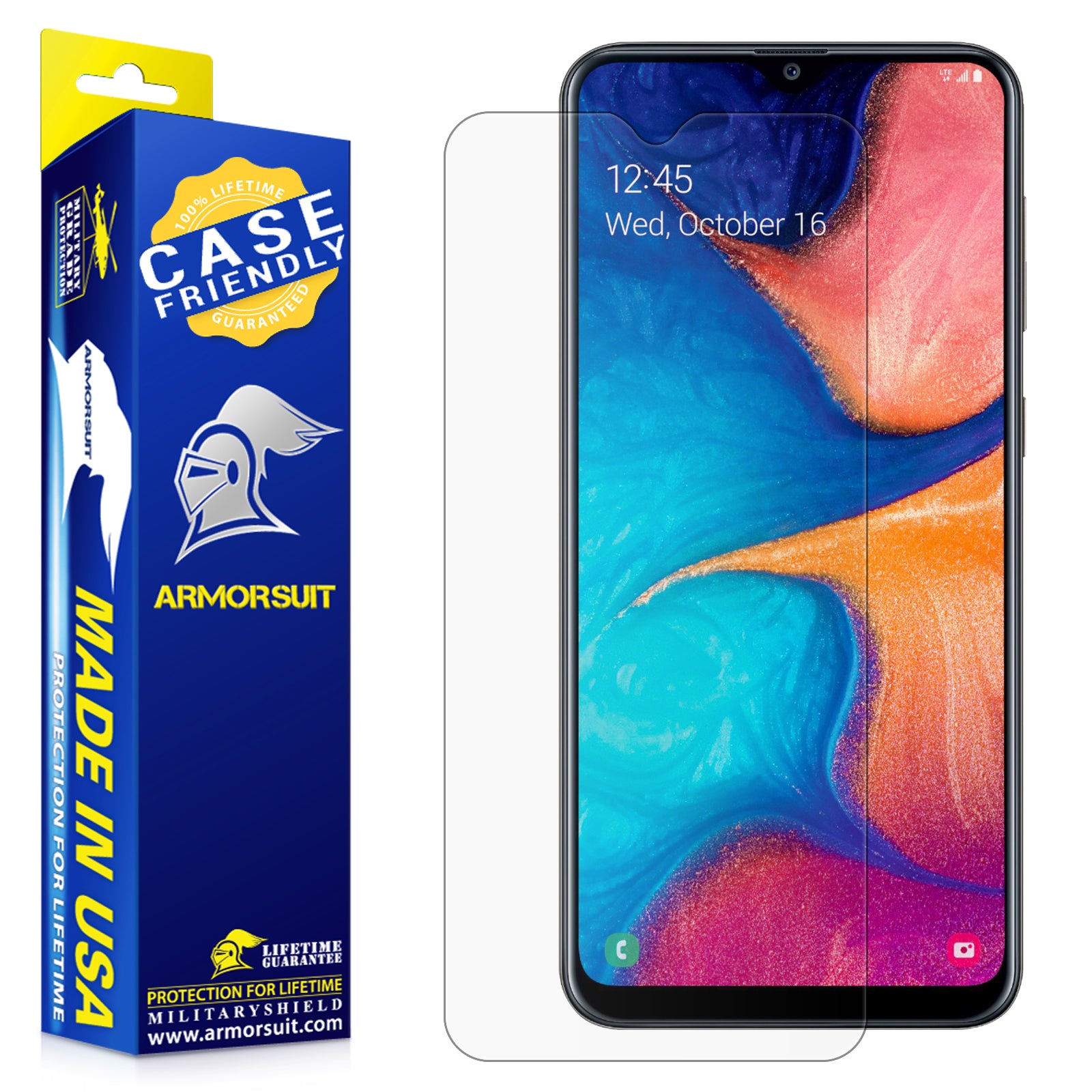 [2-Pack] Samsung Galaxy A20 Screen Protector Case-Friendly Matte