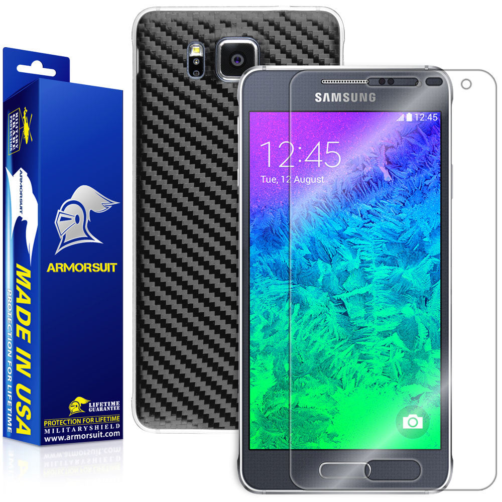 Samsung Galaxy Alpha Screen Protector + Carbon Fiber Skin
