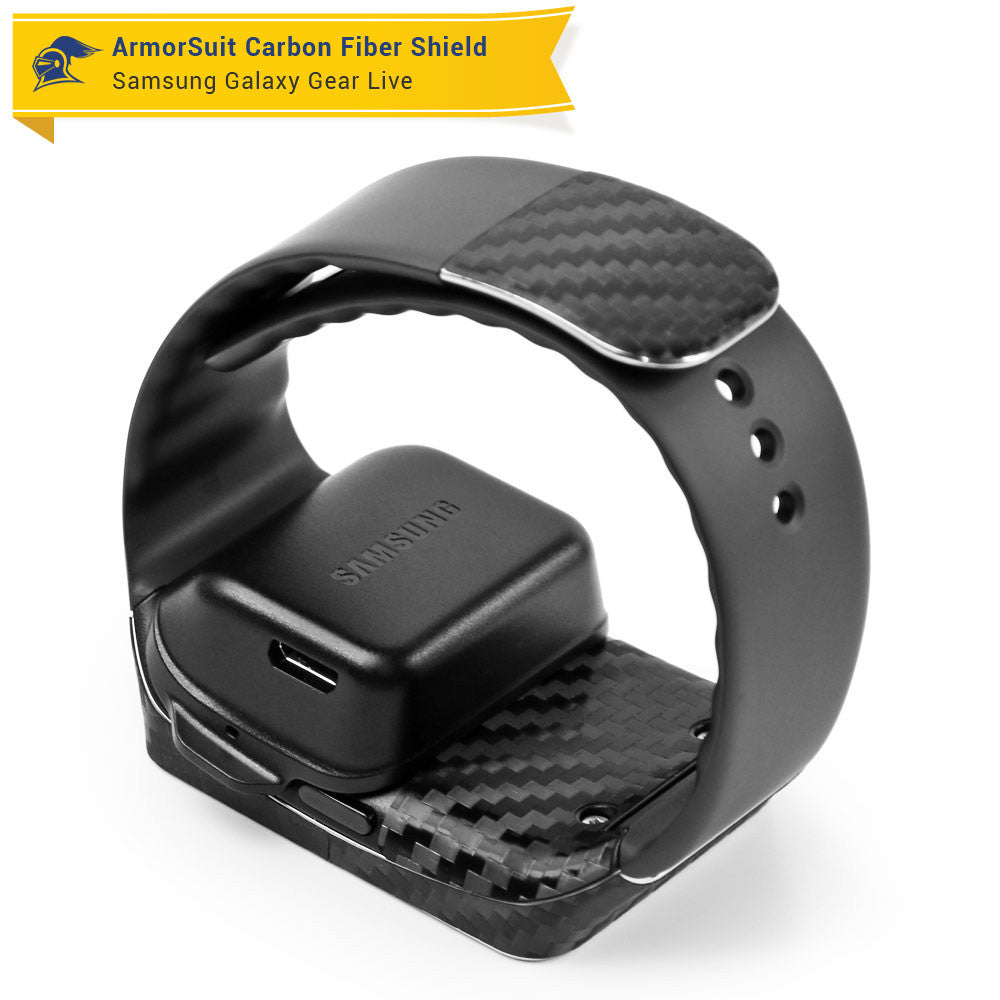 Samsung Galaxy Gear Live Screen Protector + Black Carbon Fiber Film Protector