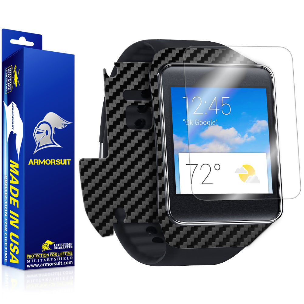 Samsung Galaxy Gear Live Screen Protector + Black Carbon Fiber Film Protector