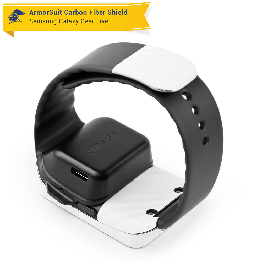 Samsung Galaxy Gear Live Screen Protector + White Carbon Fiber Film Protector