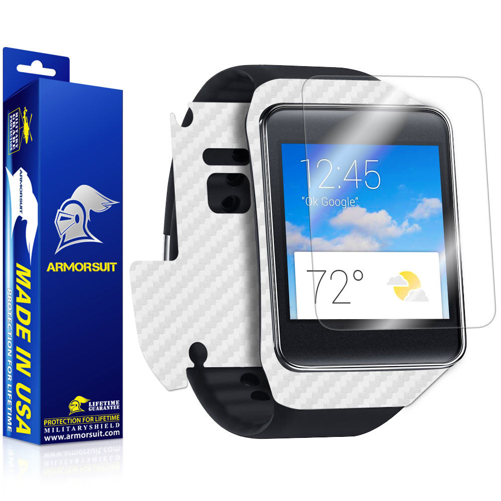 Samsung Galaxy Gear Live Screen Protector + White Carbon Fiber Film Protector