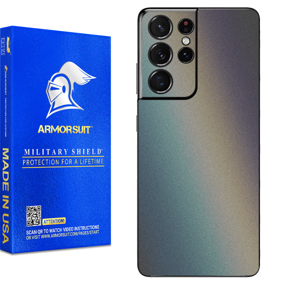 Armorsuit MilitaryShield Carbon Fiber Skin Wrap Film + HD Clear Screen Protector Designed for Samsung S22 Ultra (2022) - Anti-Bubble Film