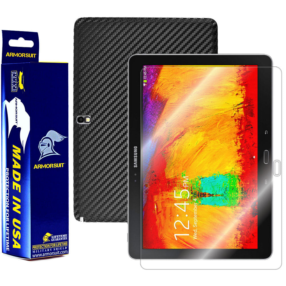 Samsung Galaxy Note 10.1 (2014 Edition) Screen Protector + Black Carbon Fiber Film Protector