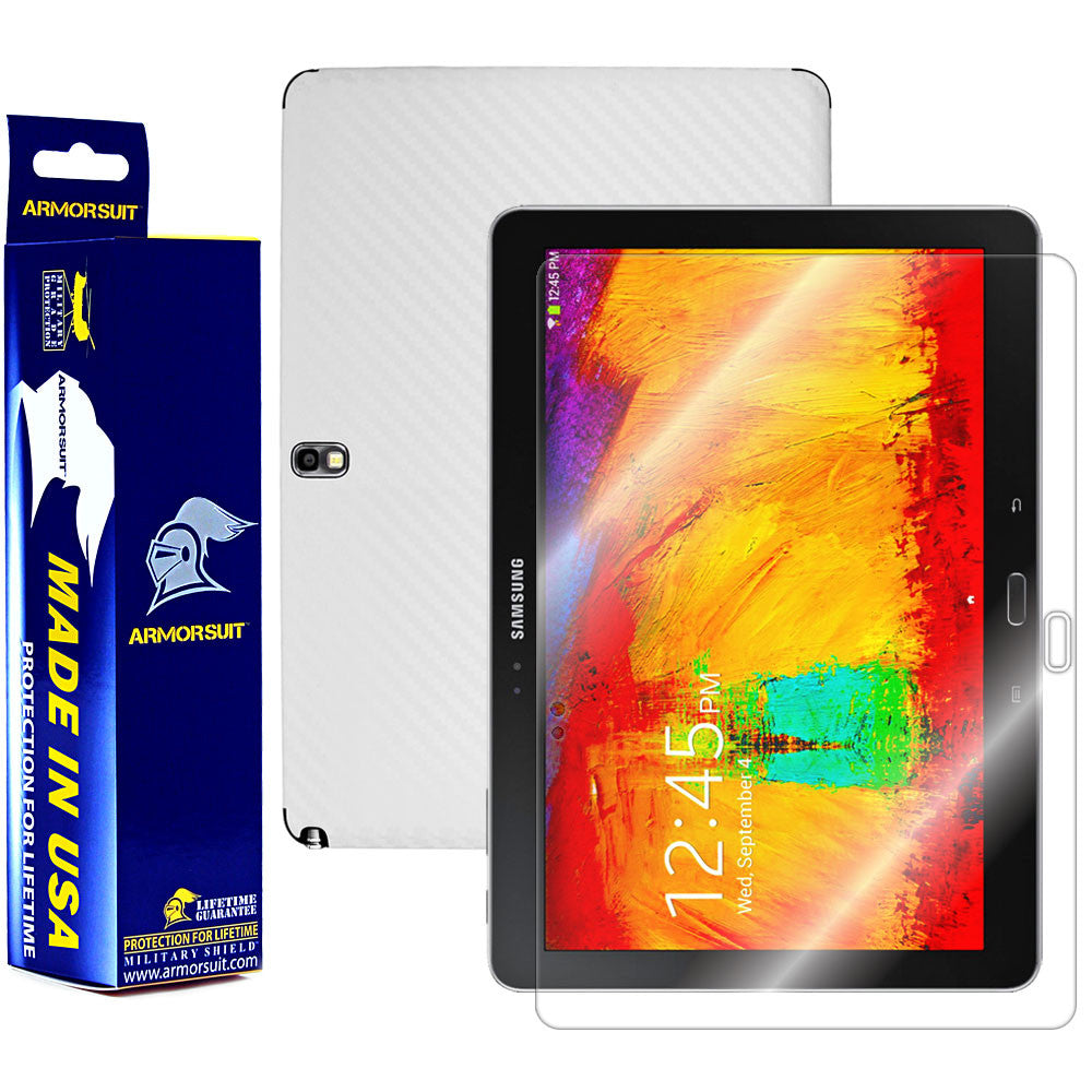 Samsung Galaxy Note 10.1 (2014 Edition) Screen Protector + White Carbon Fiber Film Protector