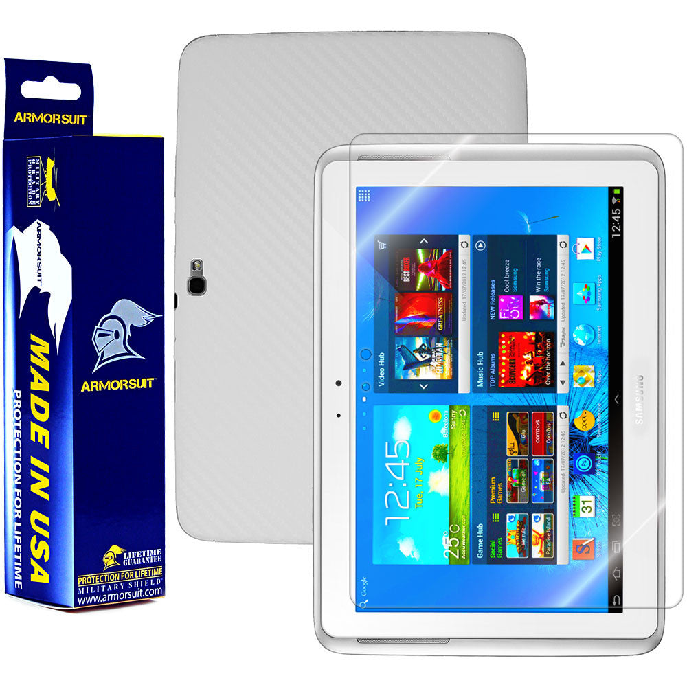 Samsung Galaxy Note 10.1 Screen Protector + White Carbon Fiber Film Protector