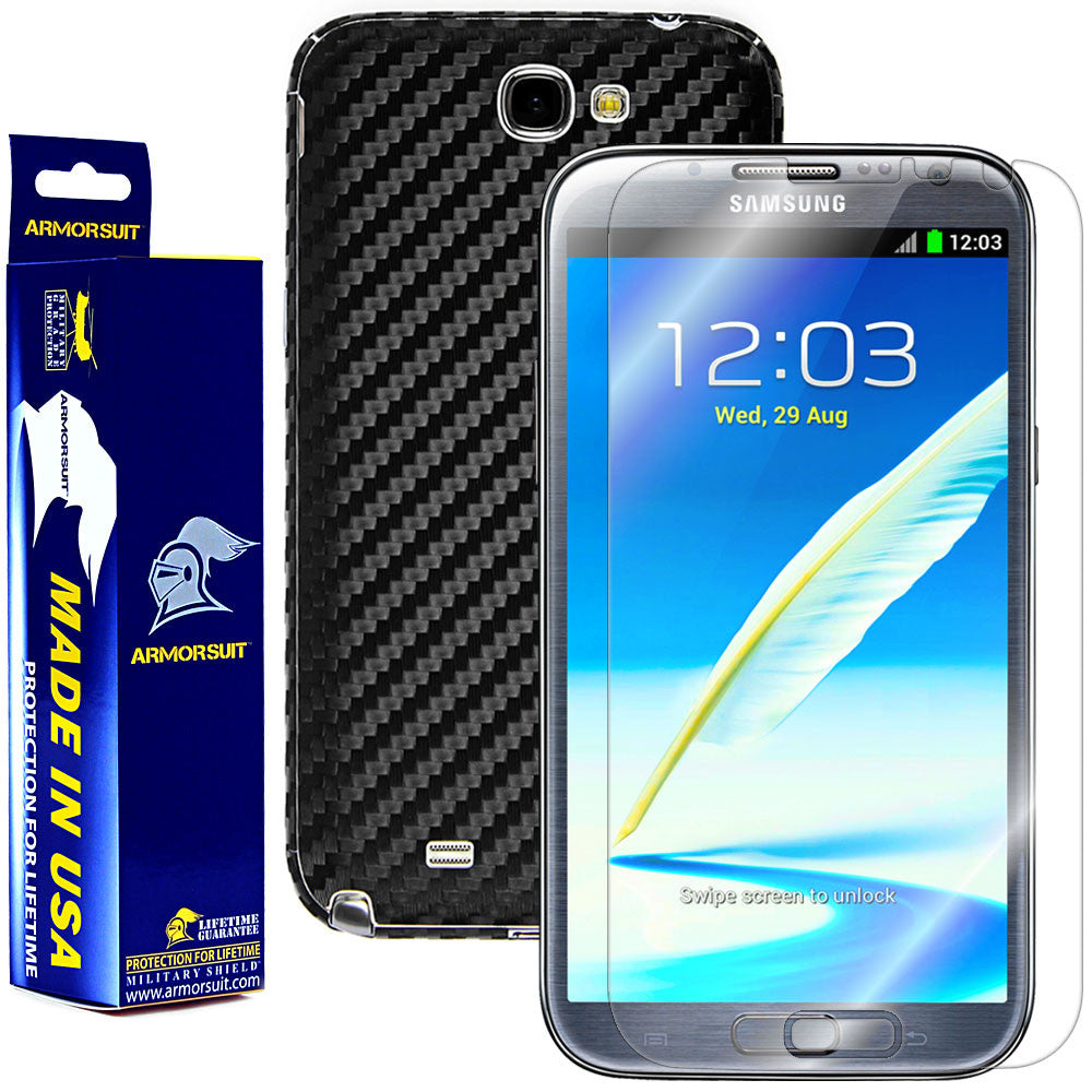 Samsung Galaxy Note II Screen Protector + Carbon Fiber Skin Protector