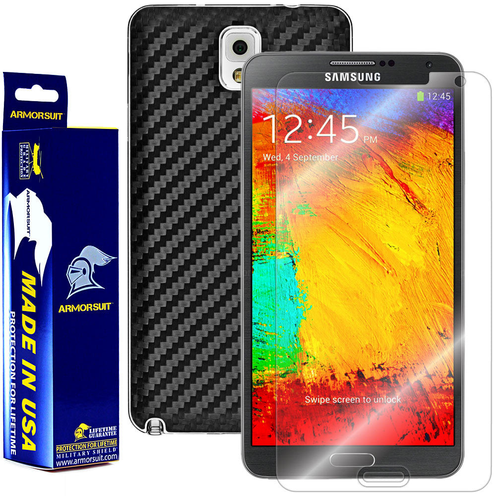 Samsung Galaxy Note 3 Screen Protector + Carbon Fiber Skin Protector